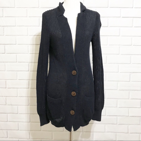 Vince Sweaters - Vince Navy Linen Duster Cardigan Size Medium